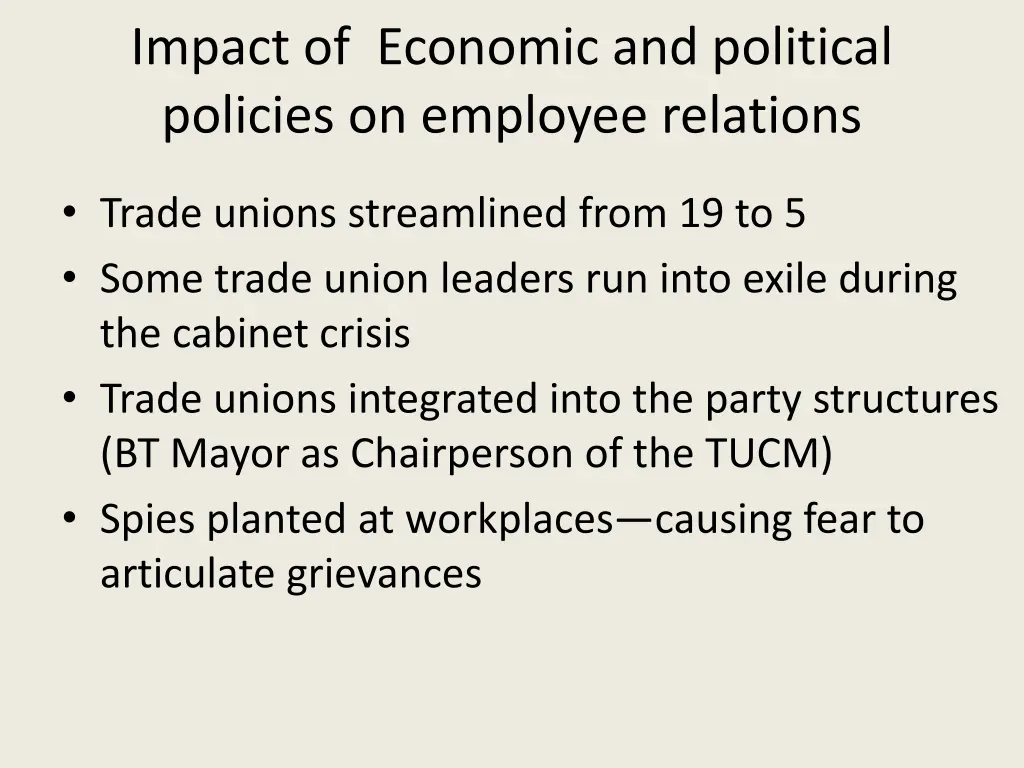 impact of economic and political policies