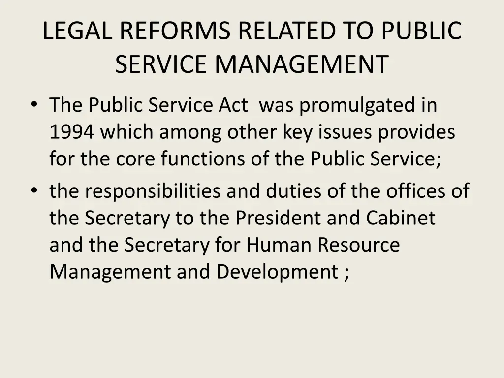 legal reforms related to public service management