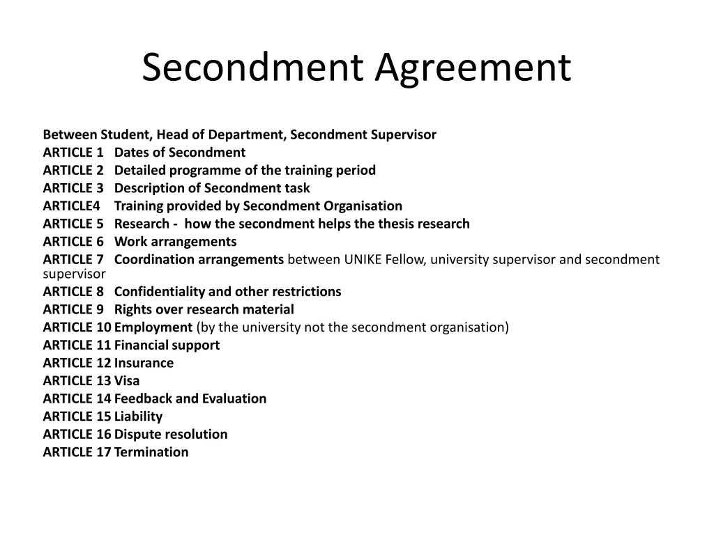 secondment agreement