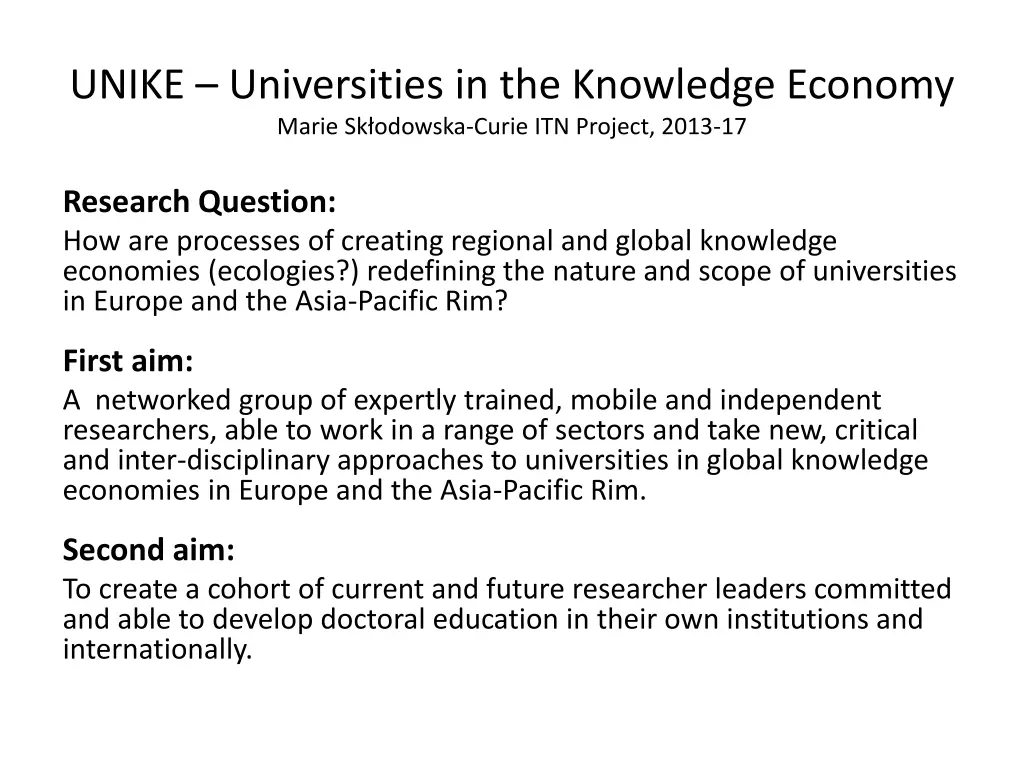 unike universities in the knowledge economy marie