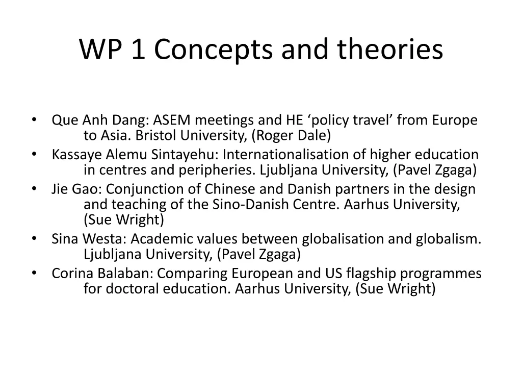 wp 1 concepts and theories