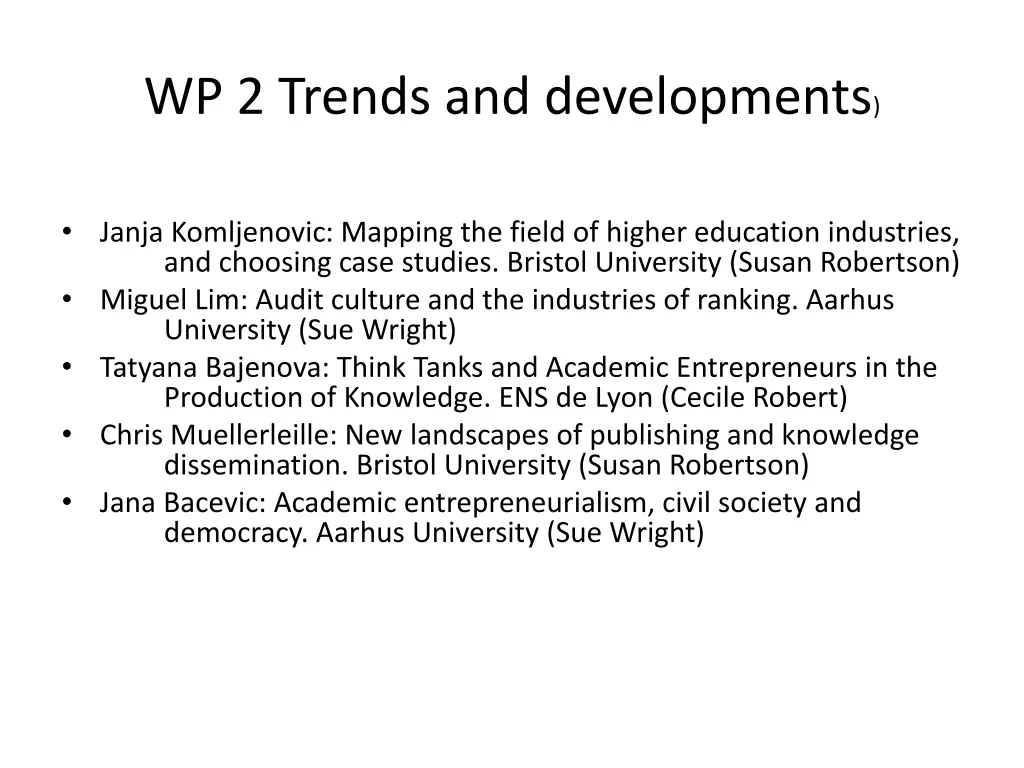 wp 2 trends and developments