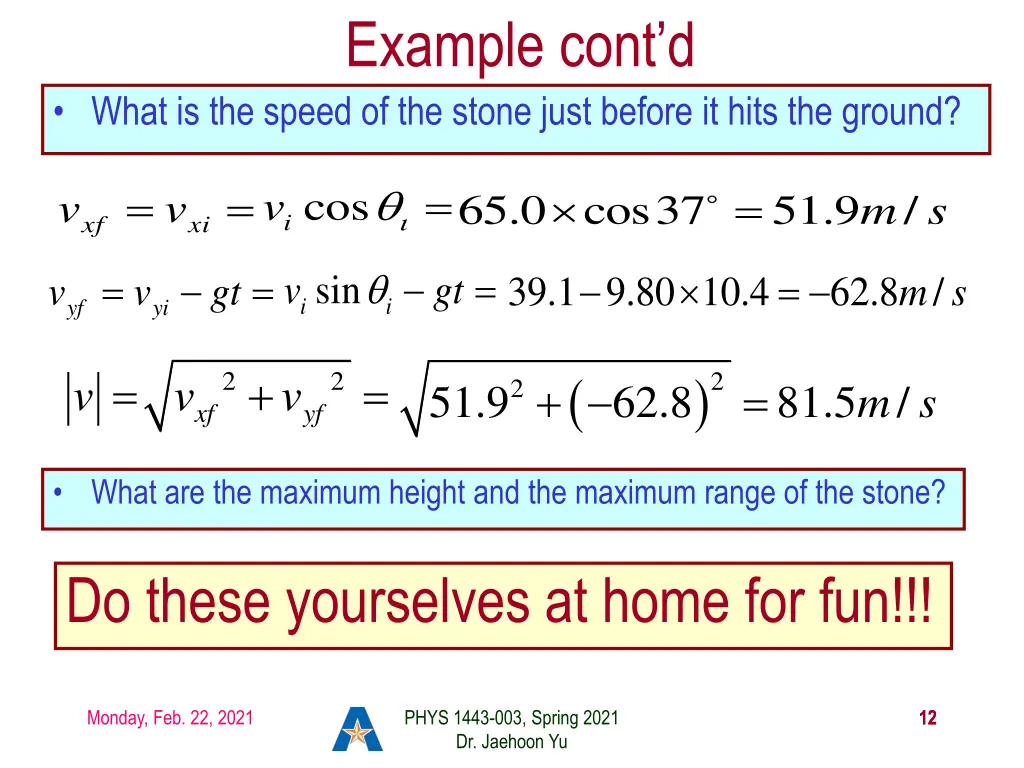 example cont d