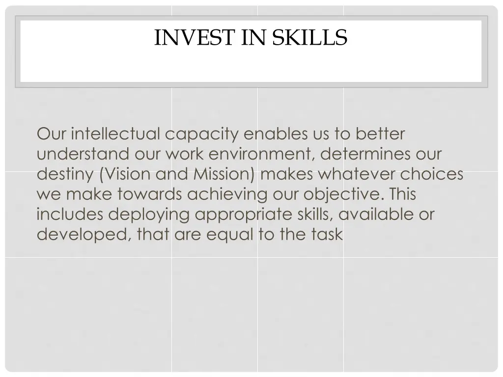 invest in skills