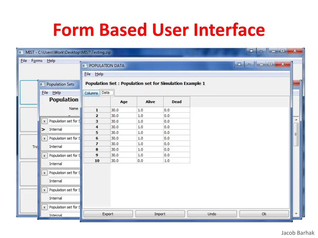 form based user interface