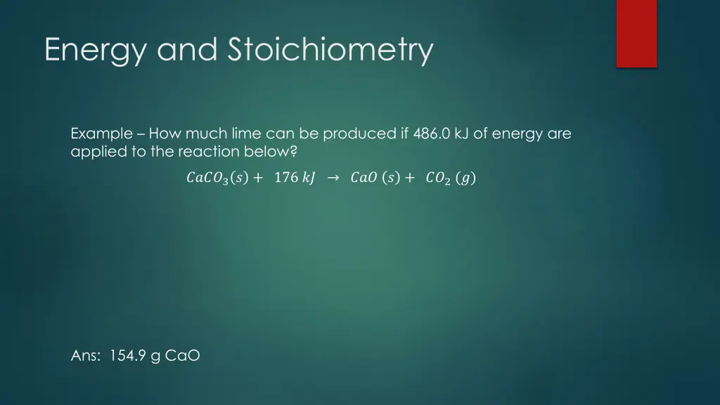 energy and stoichiometry 1