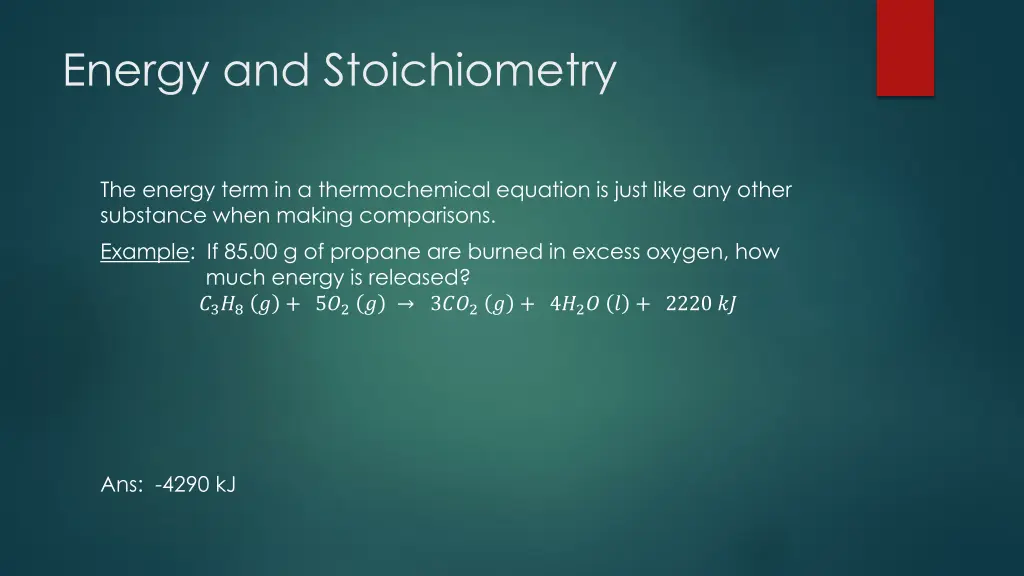 energy and stoichiometry