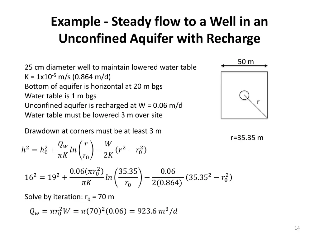 example steady flow to a well in an unconfined 1