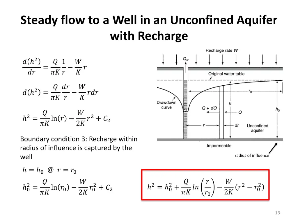 steady flow to a well in an unconfined aquifer 6