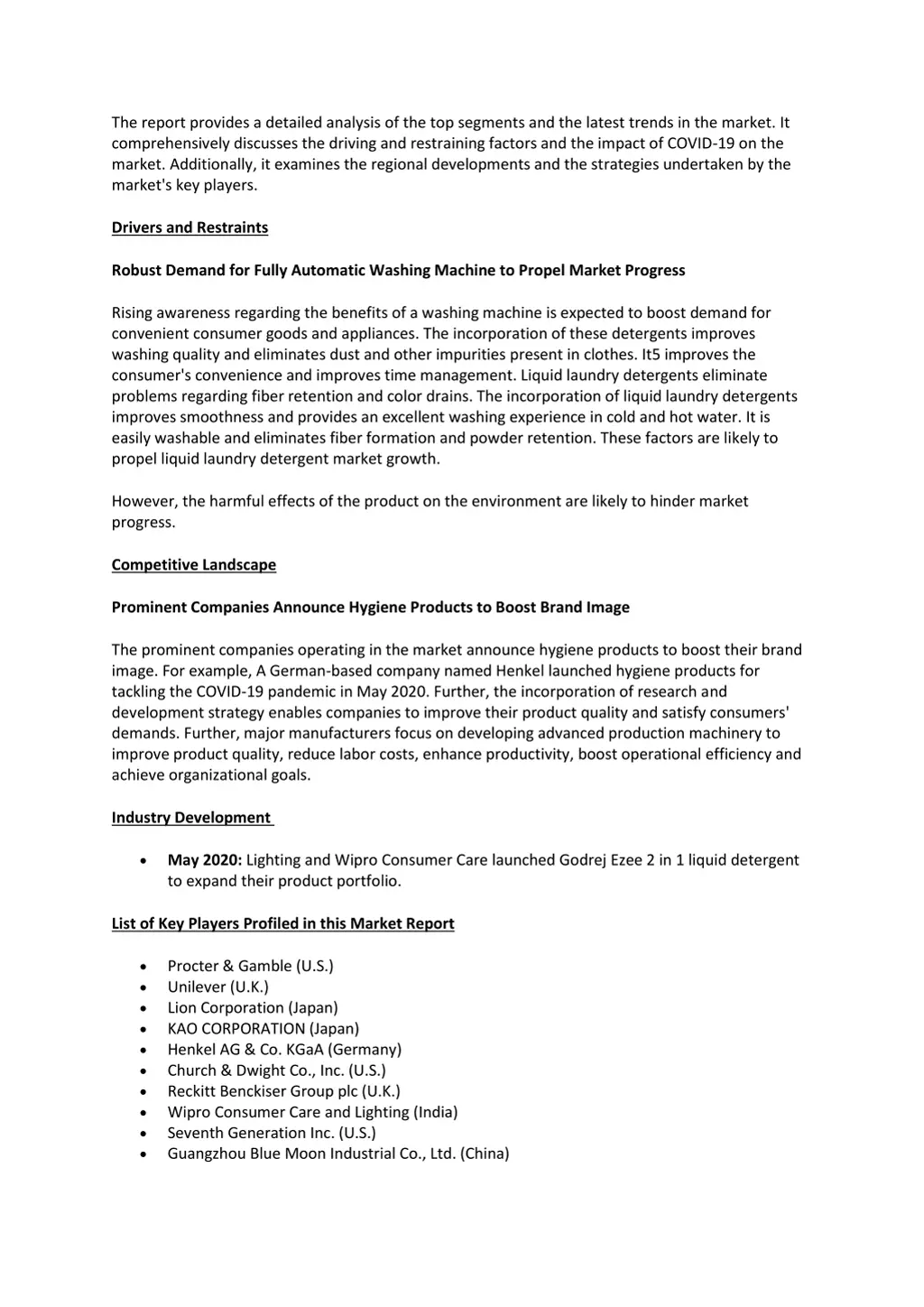 the report provides a detailed analysis