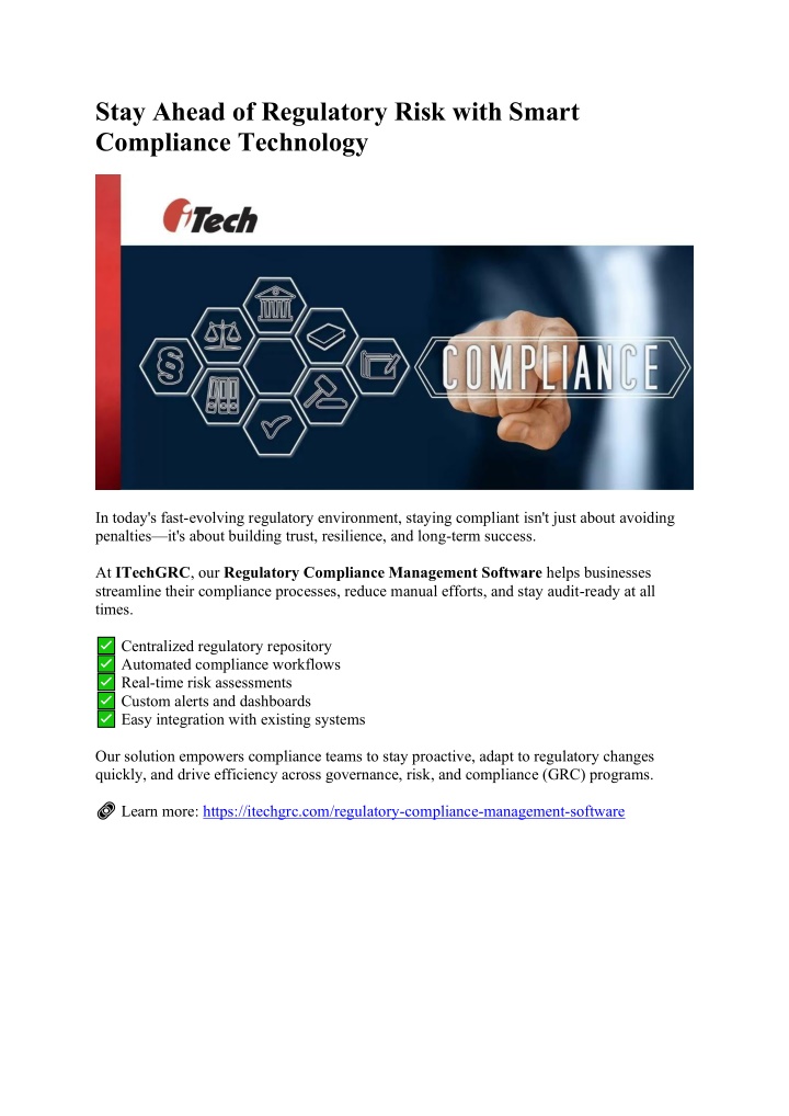 stay ahead of regulatory risk with smart