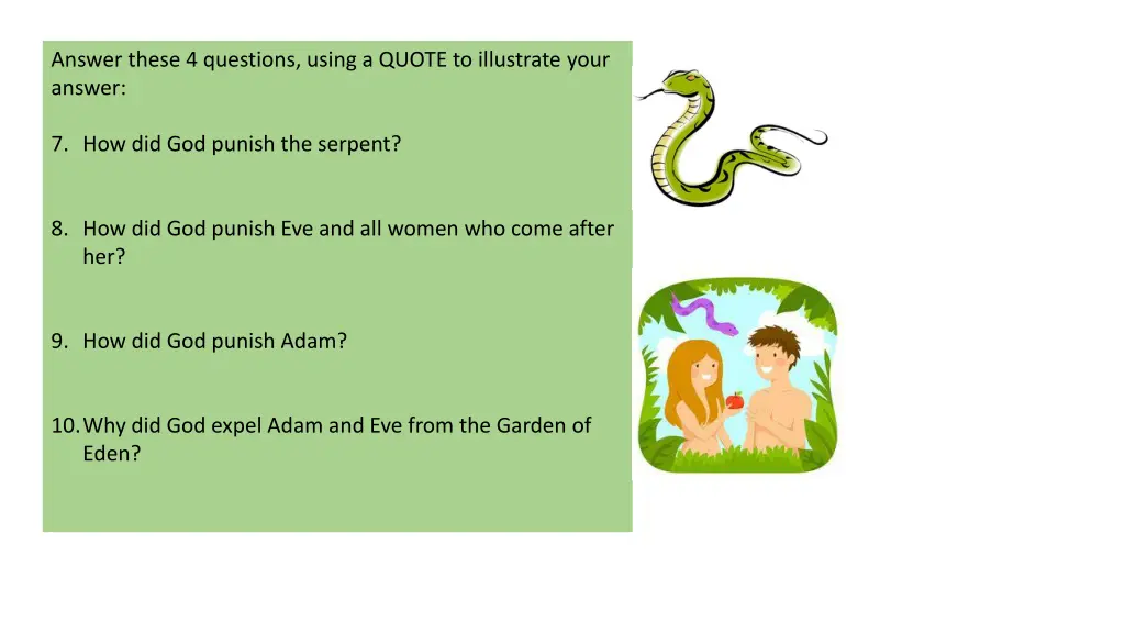answer these 4 questions using a quote