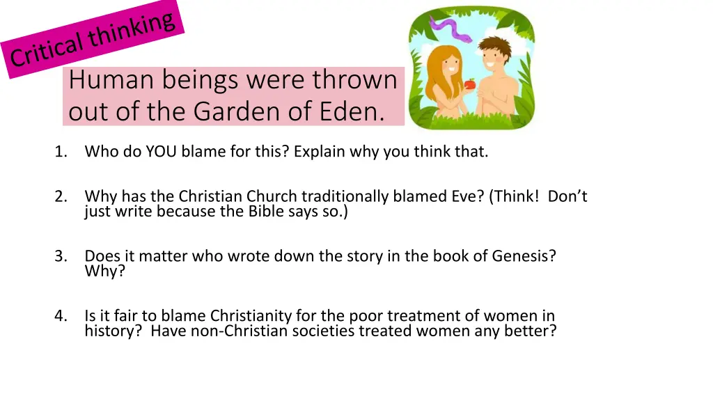 human beings were thrown out of the garden of eden