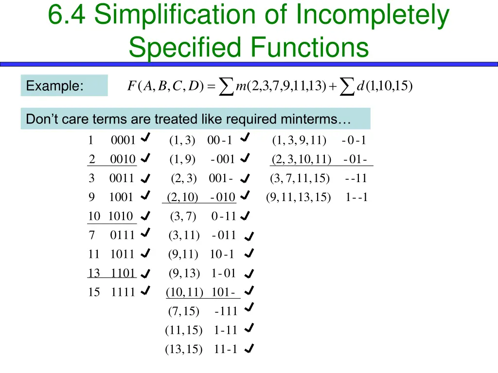 6 4 simplification of incompletely specified
