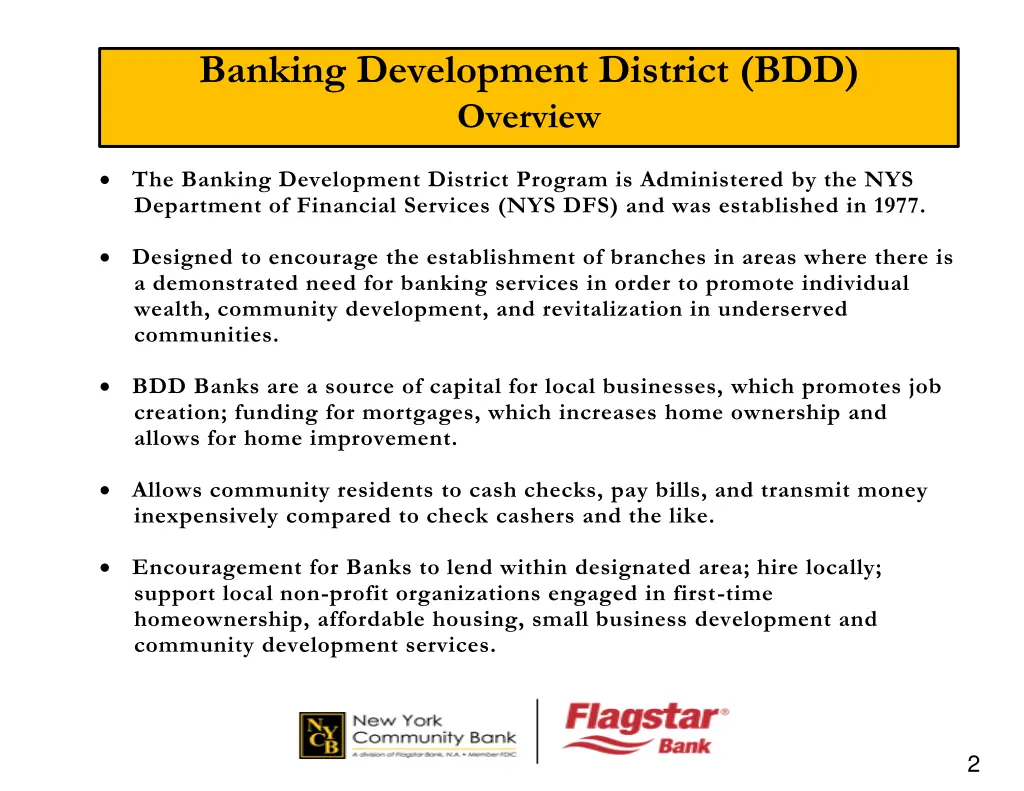 banking development district bdd overview