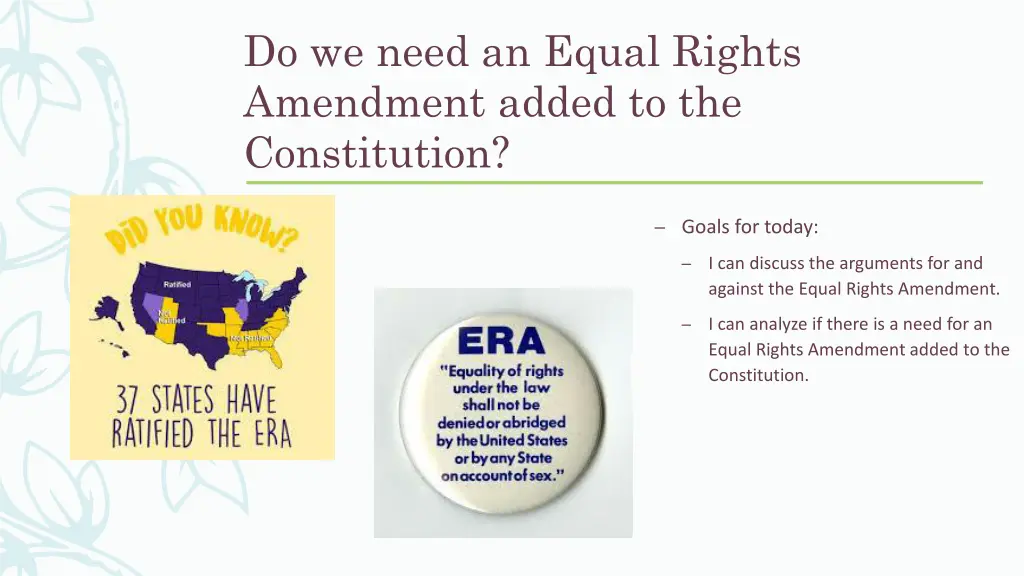 do we need an equal rights amendment added