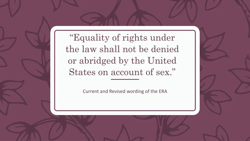 equality of rights under the law shall