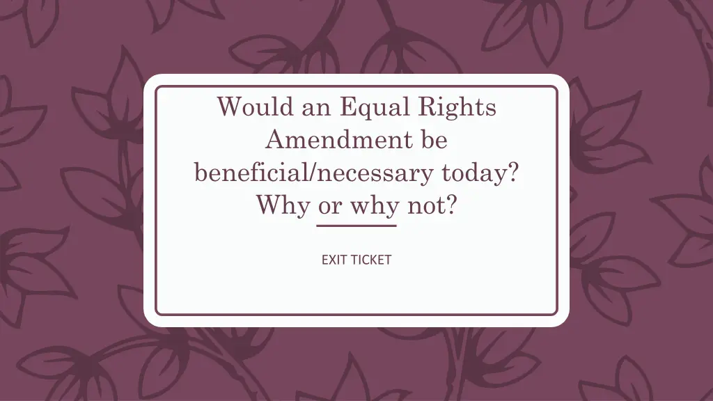 would an equal rights amendment be beneficial