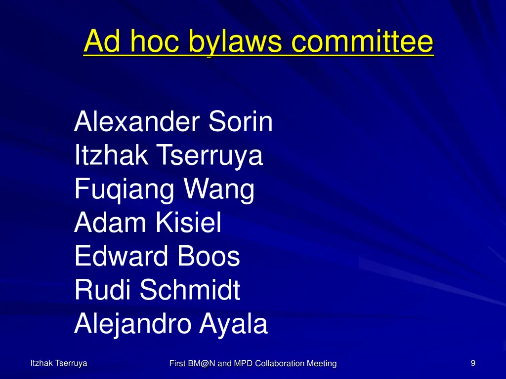 ad hoc bylaws committee