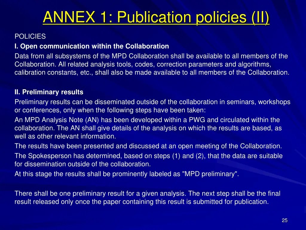 annex 1 publication policies ii