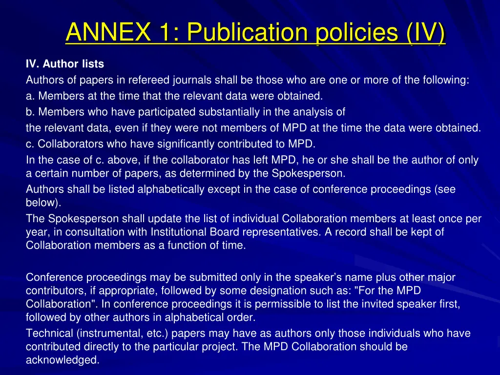annex 1 publication policies iv