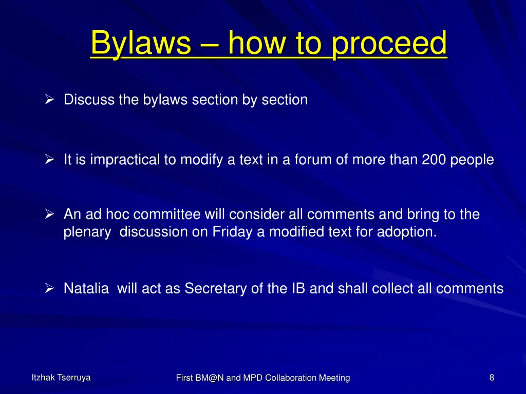 bylaws how to proceed