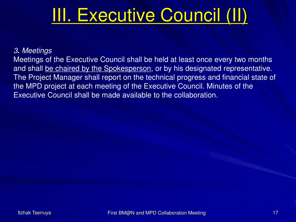 iii executive council ii