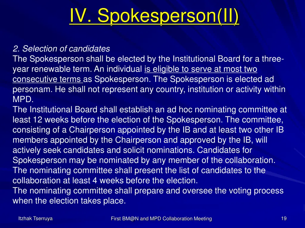 iv spokesperson ii