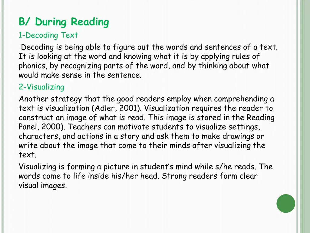 b during reading 1 decoding text decoding