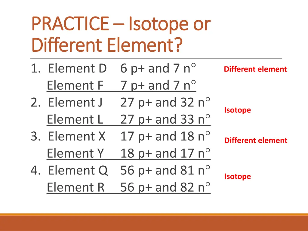 practice practice isotope or different element