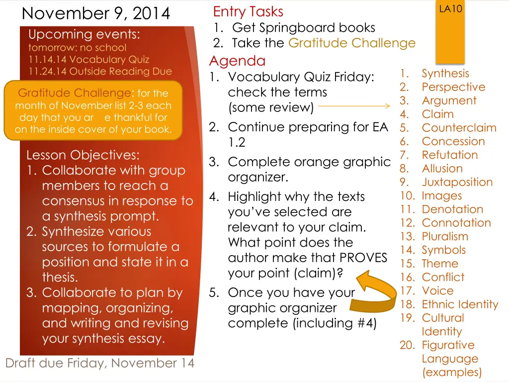 november 9 2014 upcoming events tomorrow