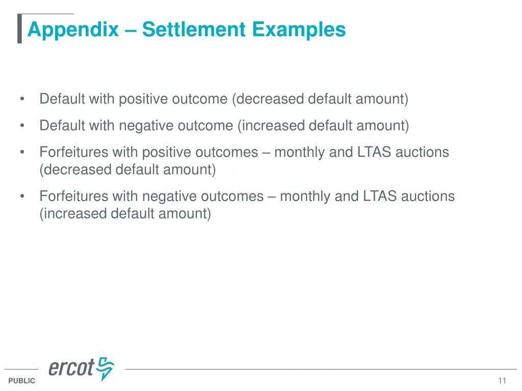appendix settlement examples