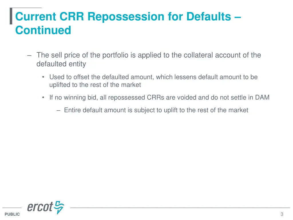 current crr repossession for defaults continued