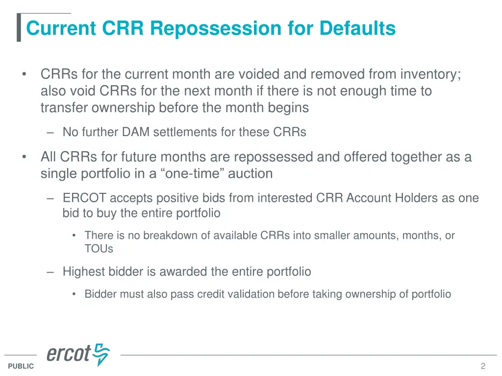 current crr repossession for defaults