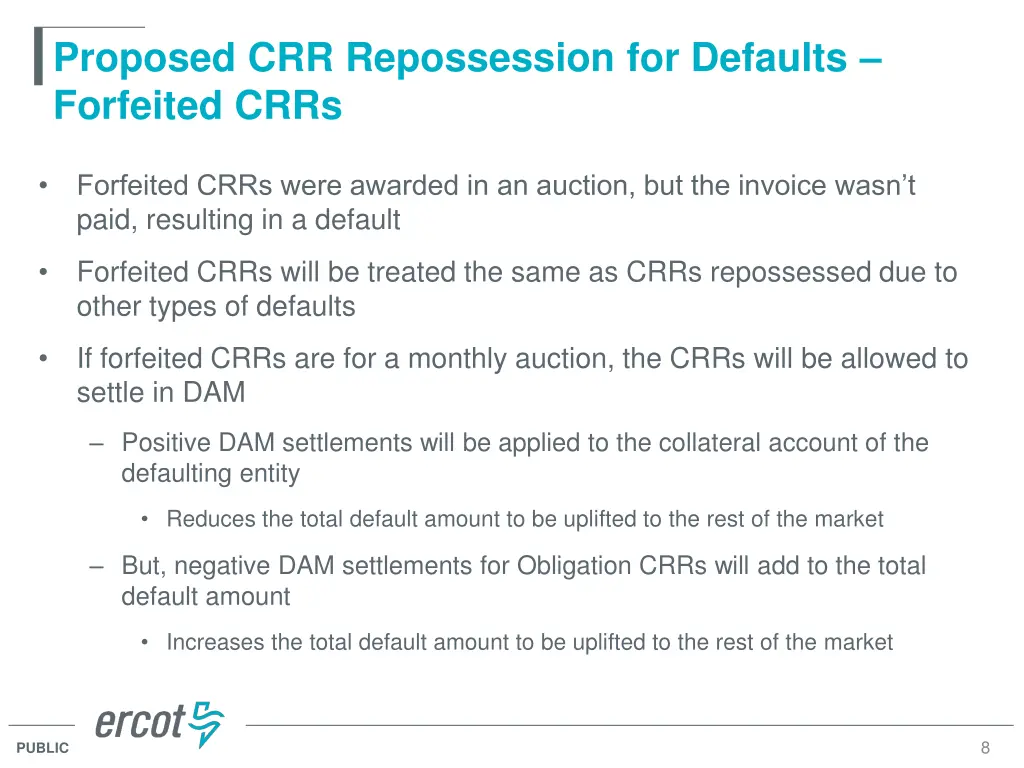 proposed crr repossession for defaults forfeited