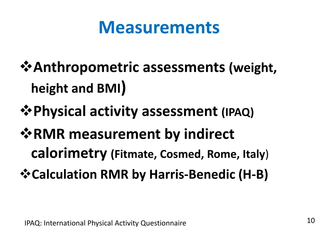 measurements