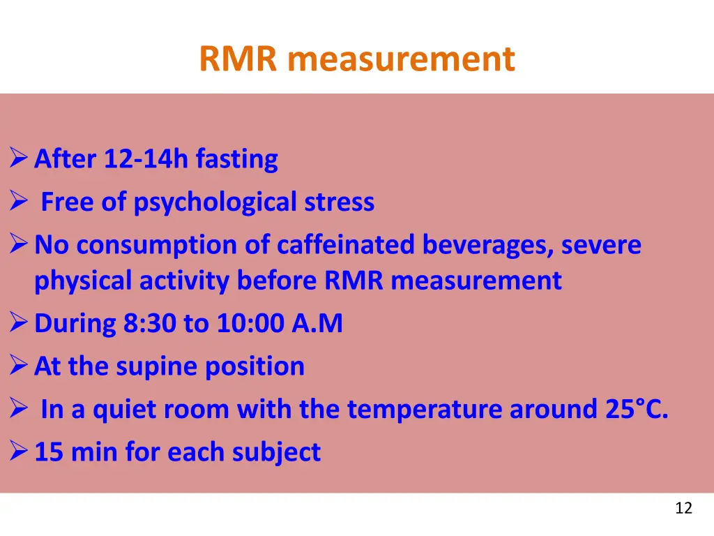 rmr measurement