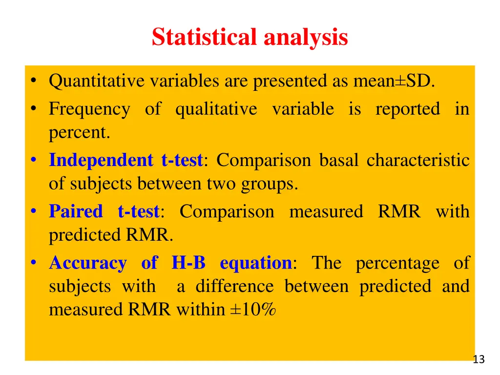 statistical analysis