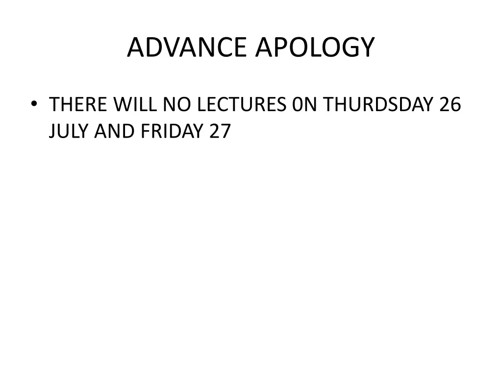 advance apology