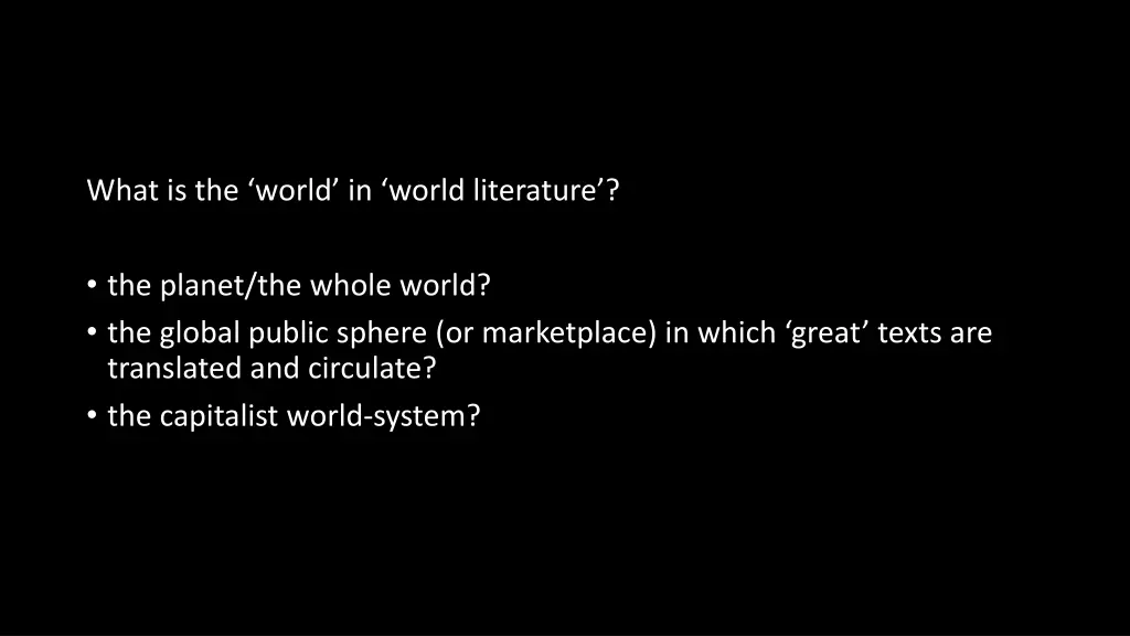 what is the world in world literature