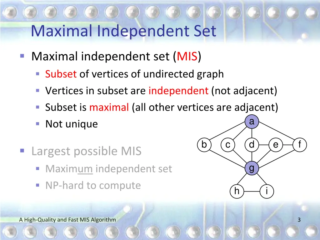 maximal independent set