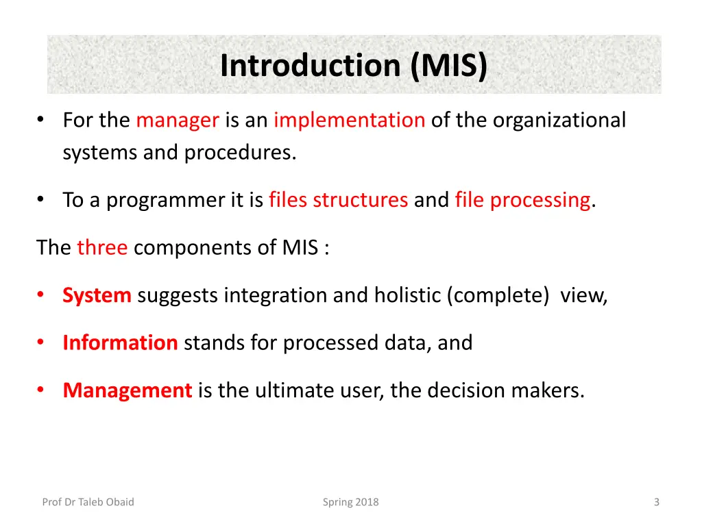 introduction mis