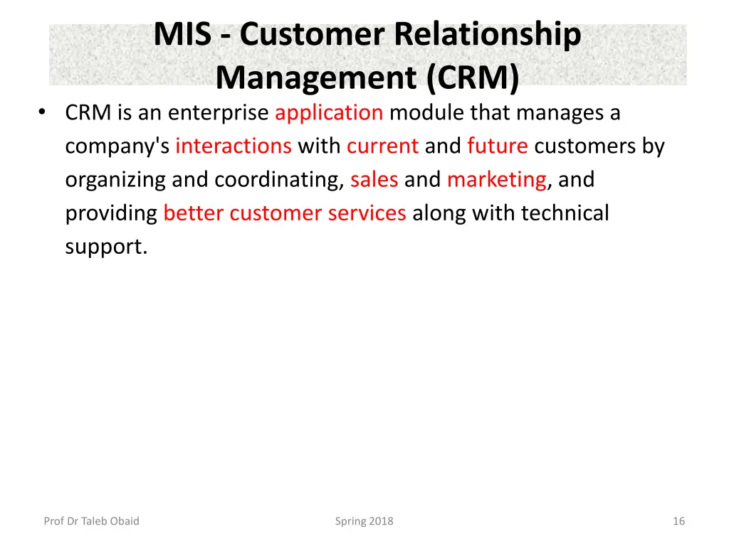 mis customer relationship management