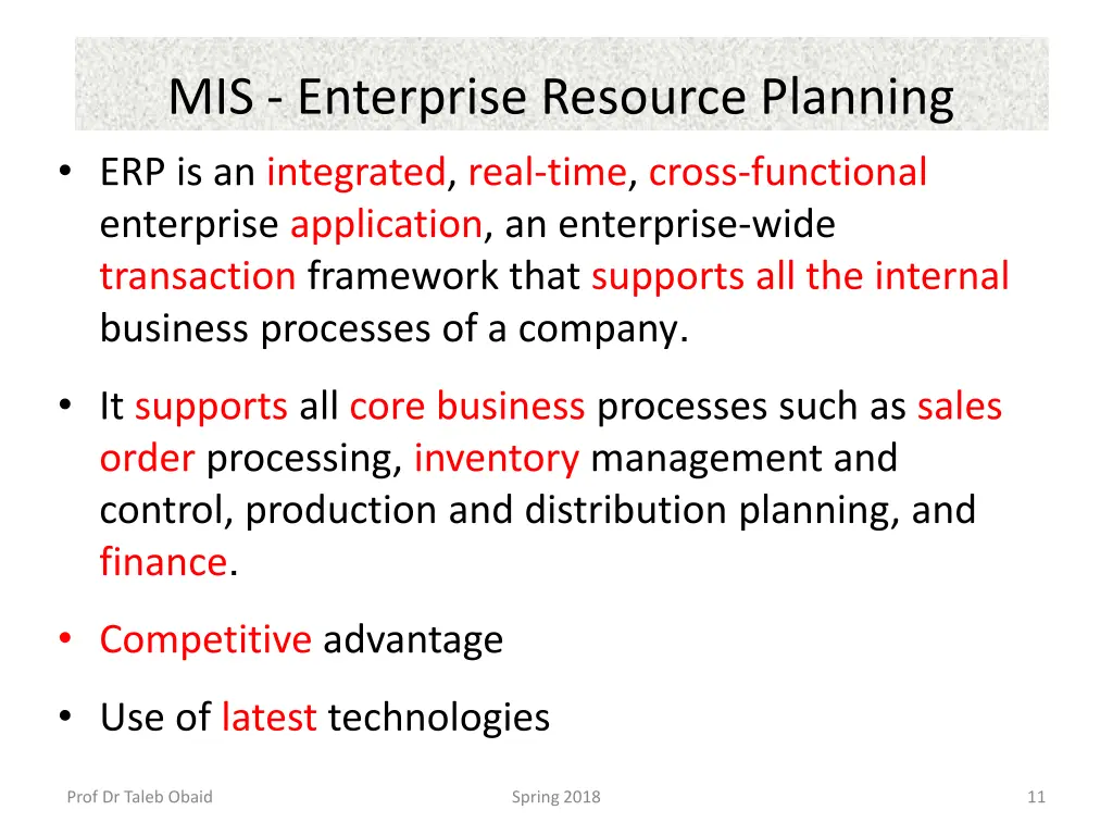 mis enterprise resource planning