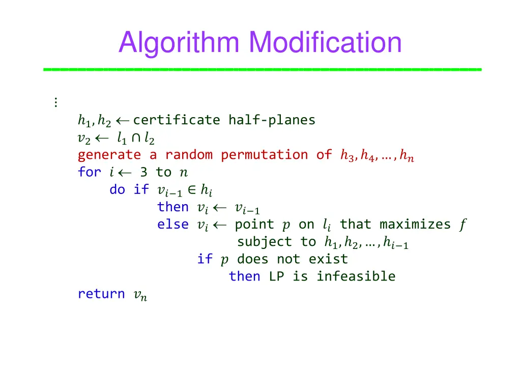 algorithm modification
