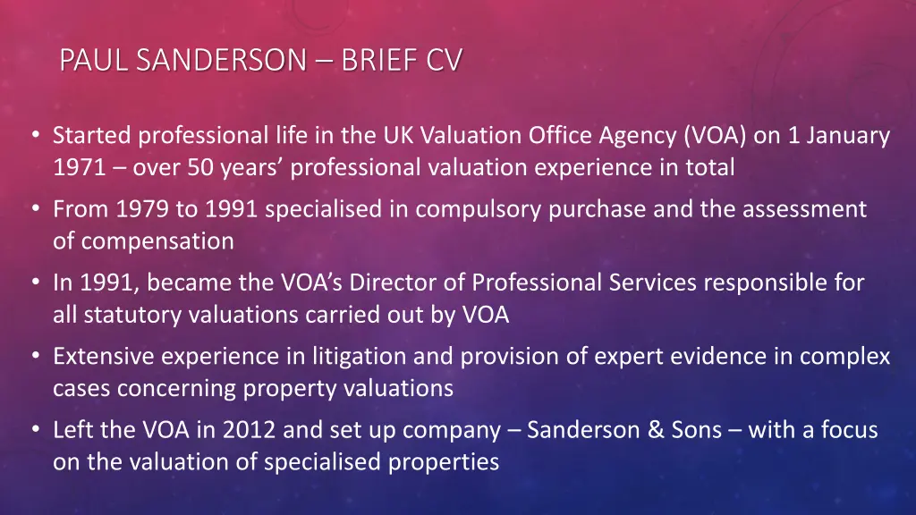 paul sanderson brief cv