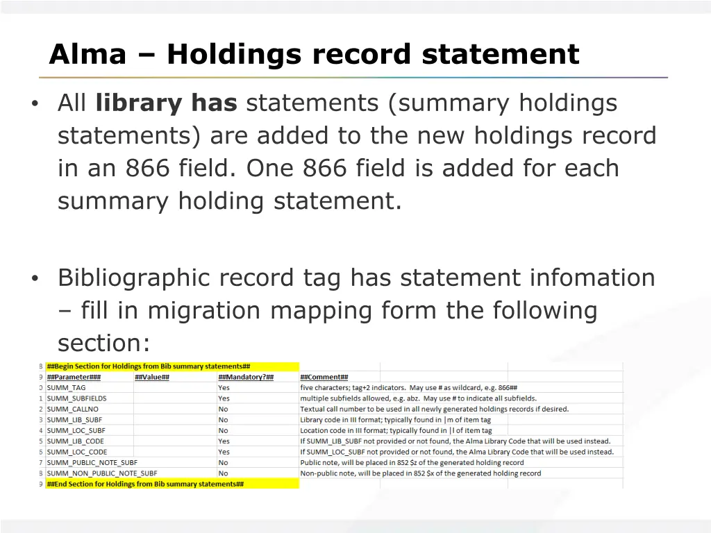 alma holdings record statement