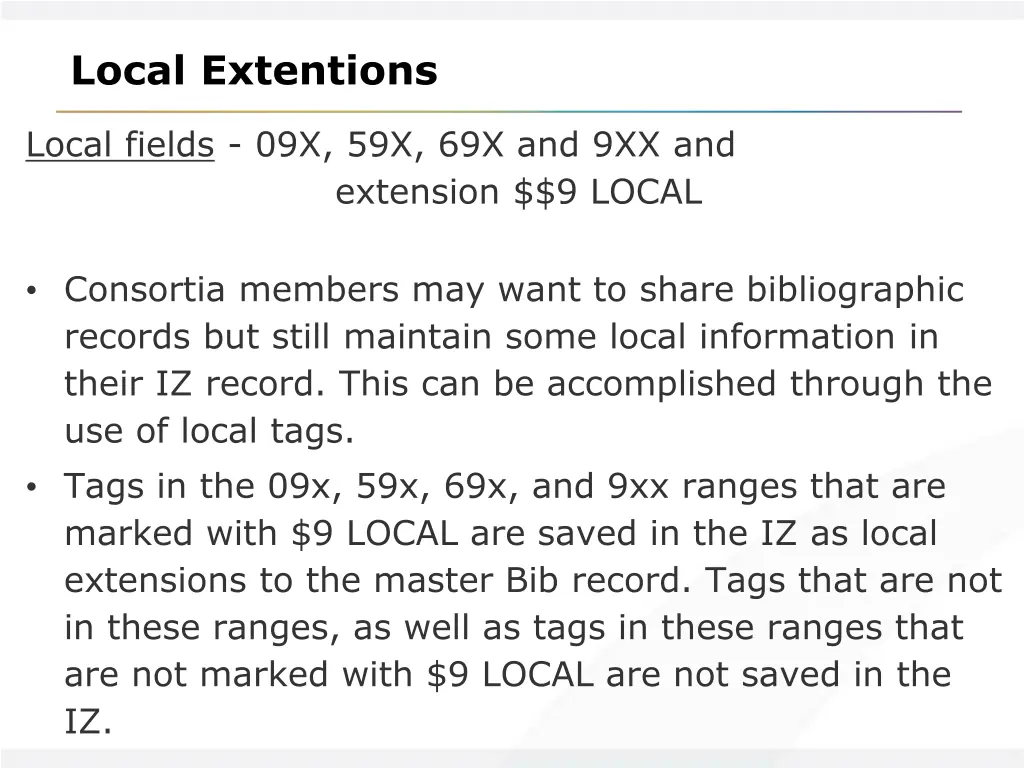 local extentions