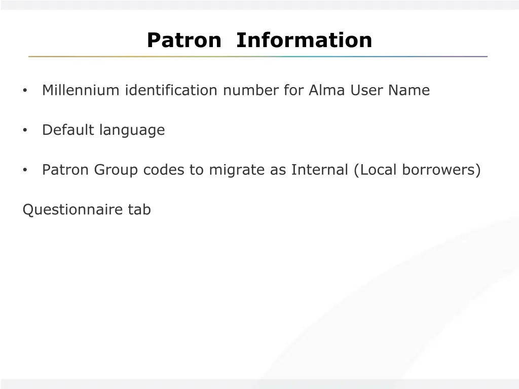 patron information