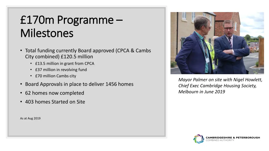 170m programme 170m programme milestones